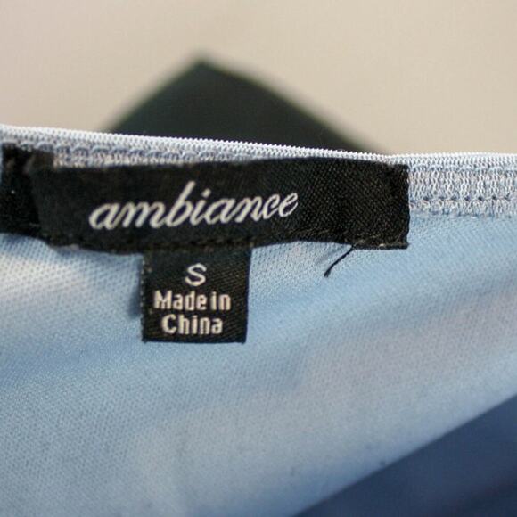 Ambiance Crop Top Pastel Blue Square Neck Sheer Balloon Sleeves Y2K S - Picture 3 of 4